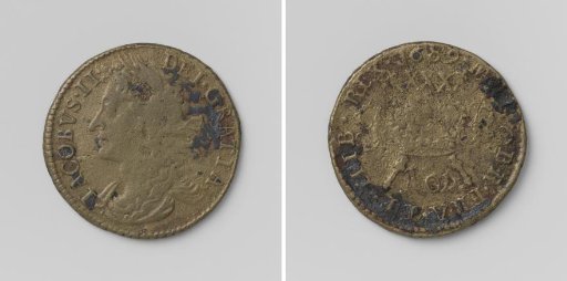 Half crown, emergency coin of James II, King of England, from November 1689
