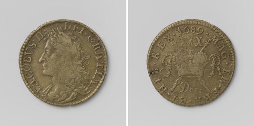 Half crown, emergency coin of James II, King of England, from December 1689