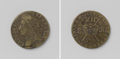 Shilling, emergency coin of James II, King of England, from January 1689