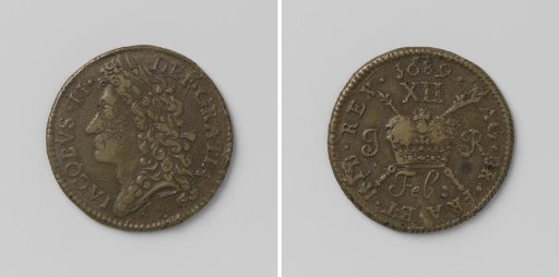 Shilling, emergency coin of James II, King of England, from February 1689