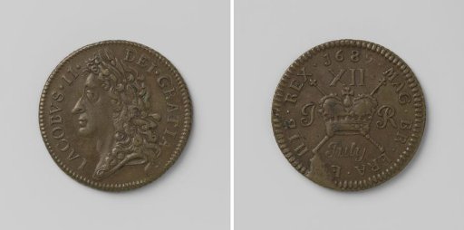 Shilling, emergency coin of James II, King of England, from July 1689