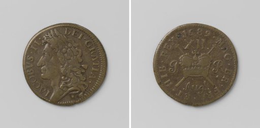 Shilling, emergency coin of James II, King of England, from August 1689