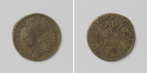 Shilling, emergency coin of James II, King of England, from November 1689