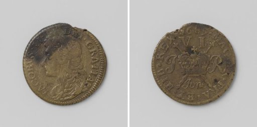 Six pence, emergency coin of James II, King of England, from June 1689