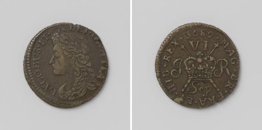 Six Pence, Emergency Coin of James II, King of England, from September 1689