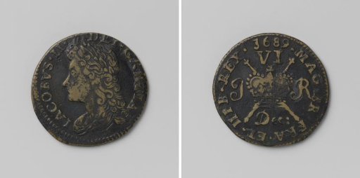 Six Pence, Emergency Coin of James II, King of England, from December 1689