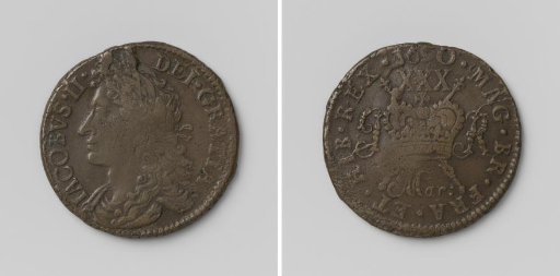 Half crown, emergency coin of James II, King of England, from March 1690