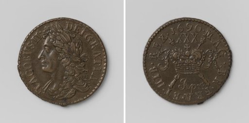 Half crown, emergency coin of James II, King of England, from April 1690