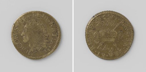 Half crown, emergency coin of James II, King of England, from August 1690