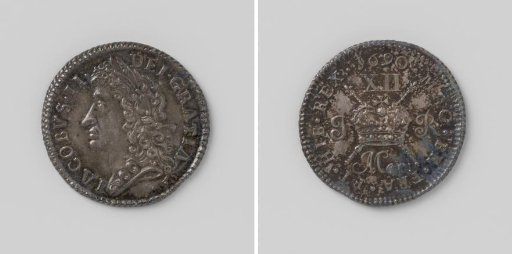 Shilling, emergency coin of James II, King of England, from March 1690