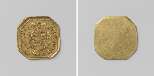 Ducat, emergency coin from Braunau, struck during the siege by the Austrians