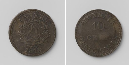 Siege of Antwerp, Emergency Coin of Ten Cents, Struck by Louis XVIII, King of France