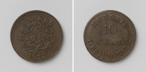 Siege of Antwerp, Emergency Coin of Ten Cents, Struck by Louis XVIII, King of France