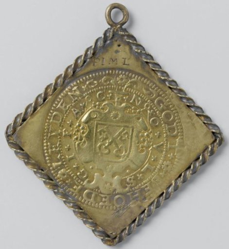 Twenty-eight stuiver, gilded emergency coin from Leiden, struck during the siege and made from silver taken from churches and monasteries