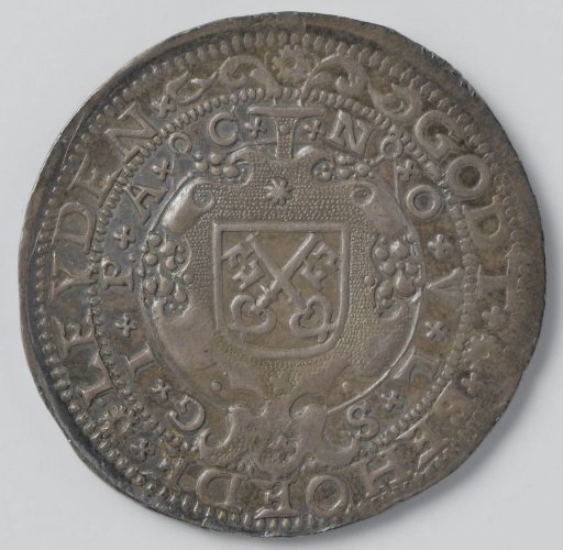 Twenty-eight stuiver; emergency coin from Leiden, struck during the siege, made from silver taken from churches and monasteries