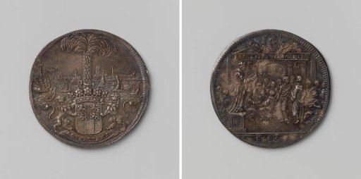 Celebration of the Coronation of William III and Mary in Rotterdam, medal struck at the order of the municipal council of Rotterdam