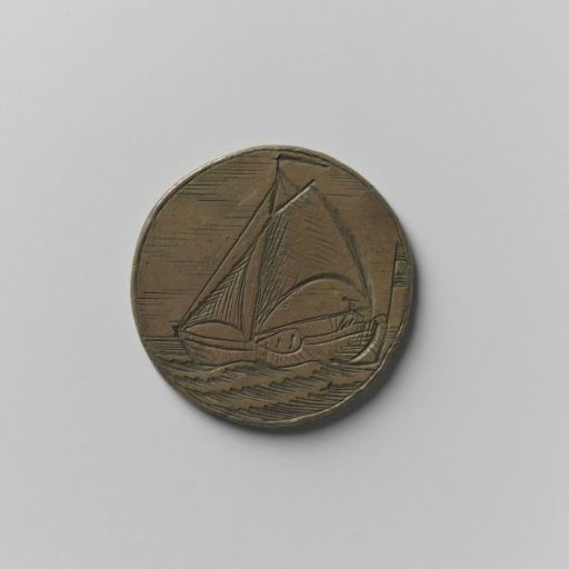 Rowing, pier, and boatmen's guild of Amsterdam, guild medal by As. Scheerboom, mooring at Elburger steiger