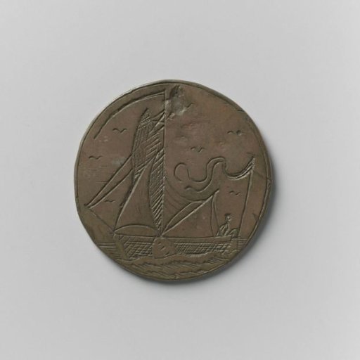 Oar, Pier, and Boatmen's Guild of Amsterdam, Guild Medal by Hendrik van Vught, Mooring at Kalkmarkt