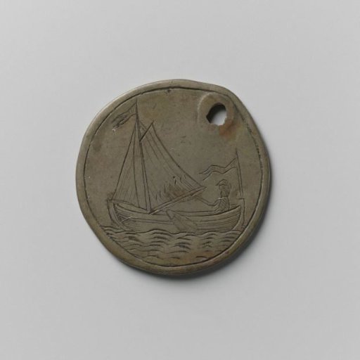 Amsterdam Rowing, Pier, and Boatmen's Guild, Guild Medal by Dirck Klaasse, Location Nieuwe Brug