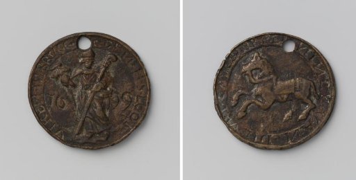 Guild medal of the Saint Eligius or Smiths' Guild in Bruges, with number 47.