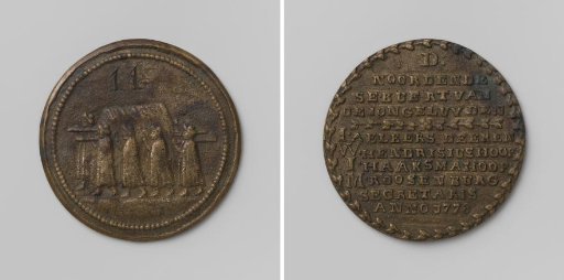 Noordeinde neighborhood in The Hague, funeral medal of the youths with no. 11