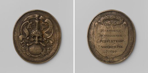 Neighborhood of the Visscherdijk in The Hague, funeral medal with no. 6 made from a death medal