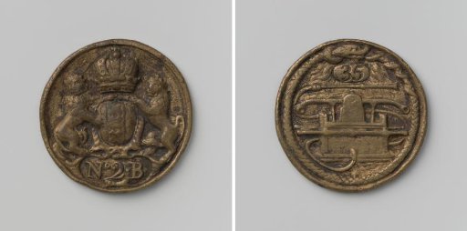 Amsterdam, fire hose medal of district 2 Buitenwijk with no. 35