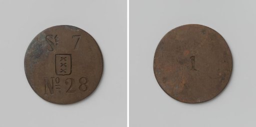 Amsterdam, Fire Engine Token of Engine 7 with No. 28 and No. 1