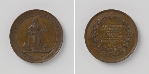 Collegie Zeemanshoop in Amsterdam, medal awarded to captain J.G. Wiebenga as the third (extra) award in the competition for compass journals