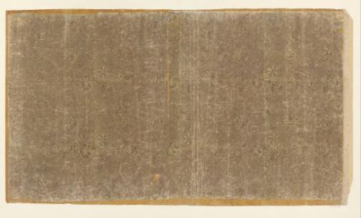 Sheet with floral motifs over a geometric meander pattern (one of three identical sheets)