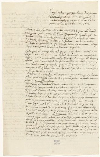 Explanation by the engineer Jacques de Roubay, 1703-1705
