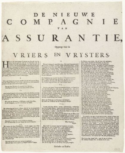 Humorous Announcement of the Establishment of the New Company of Assurance for Bachelors and Bachelorettes, 1720