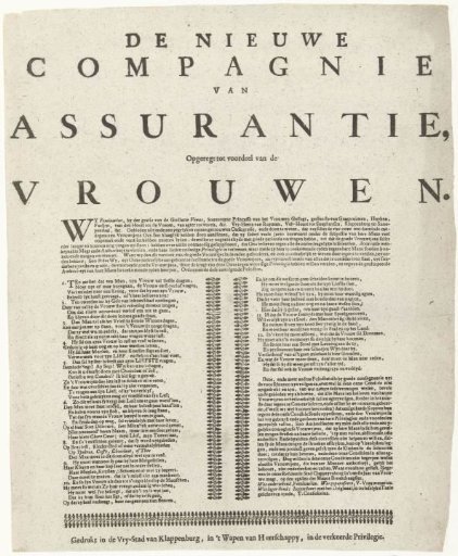 Humorous Announcement of the Establishment of the New Company of Assurance for the Benefit of Women, 1720