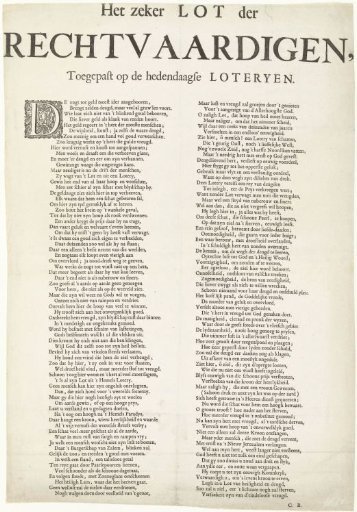 Verse on the Fate of the Righteous in Contemporary Lotteries, 1720