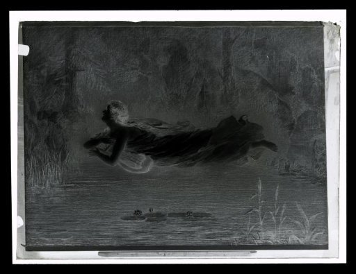 Photographic reproduction of a painting depicting an angel with a lute