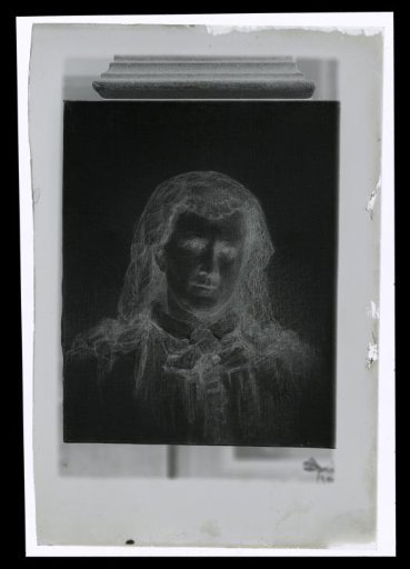 Photographic reproduction of a drawn portrait of an Unknown Woman with a Wig