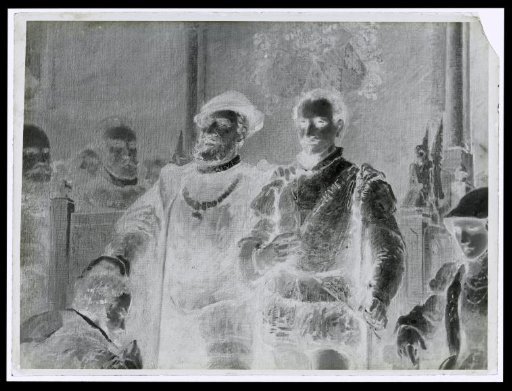 Photographic reproduction of a painting with a scene from the life of William of Orange