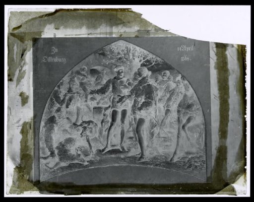 Photographic reproduction of a painting with a scene from the life of William of Orange