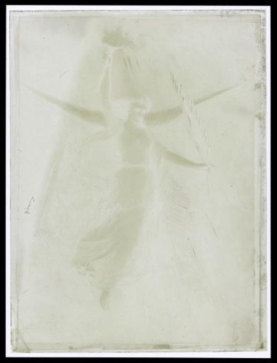 Photographic reproduction of a painting of an angel with a flaming sword