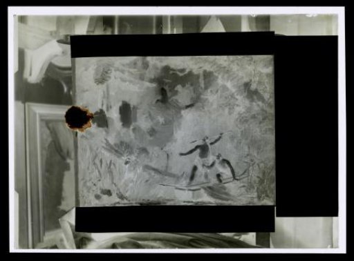 Photographic reproduction of a painting of hunters