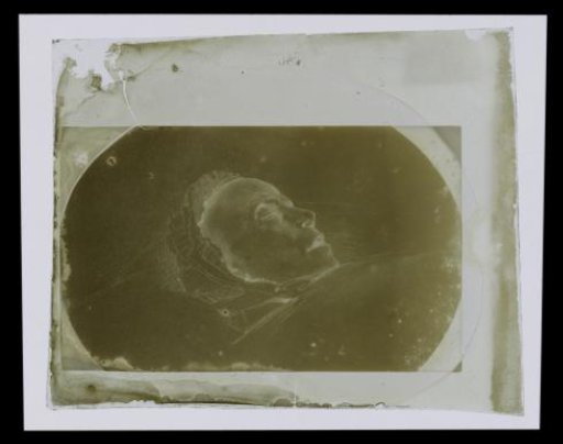 Photographic reproduction of a drawn post-mortem portrait of an unknown woman