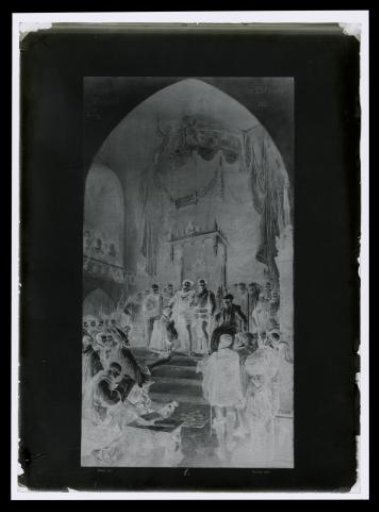 Photographic Reproduction of the Painting of the Abdication of Charles V in the Aula Magna of the Palace on the Koudenberg in Brussels, by Laurens Lodewijk Kleijn