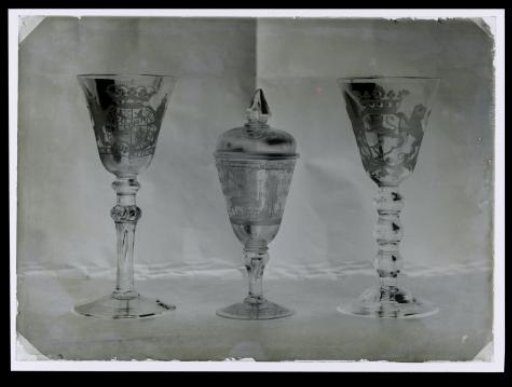 Three decorated drinking glasses