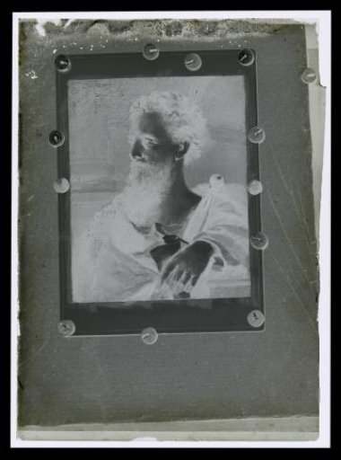 Photographic reproduction of a painted self-portrait as the apostle Paul