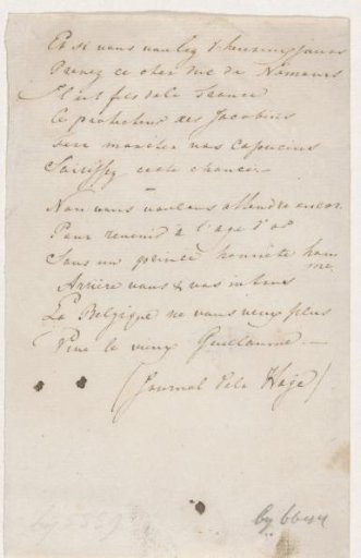 Copy of a verse on the Belgian royal choice, 1831