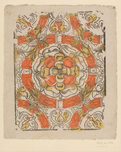 Ornamental rose within a wreath