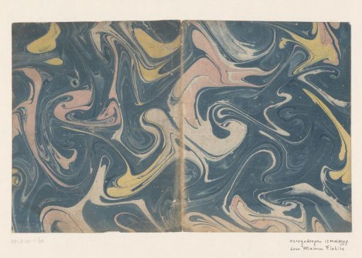 Fantasy or loop marble in blue, pink and yellow