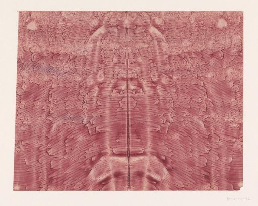 Double-folded and pulled-apart starched paper in pink