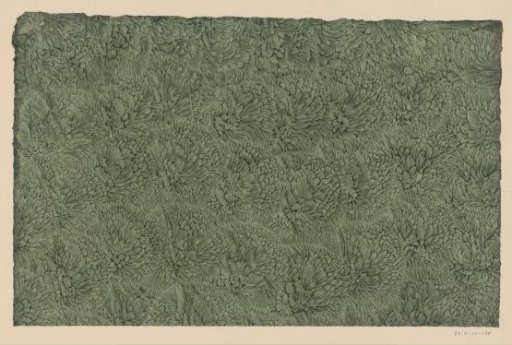 Stiffened paper in green with embossed floral motif