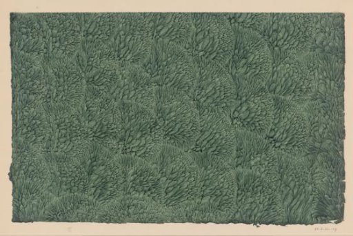 Stiffened paper in green with embossed floral motif